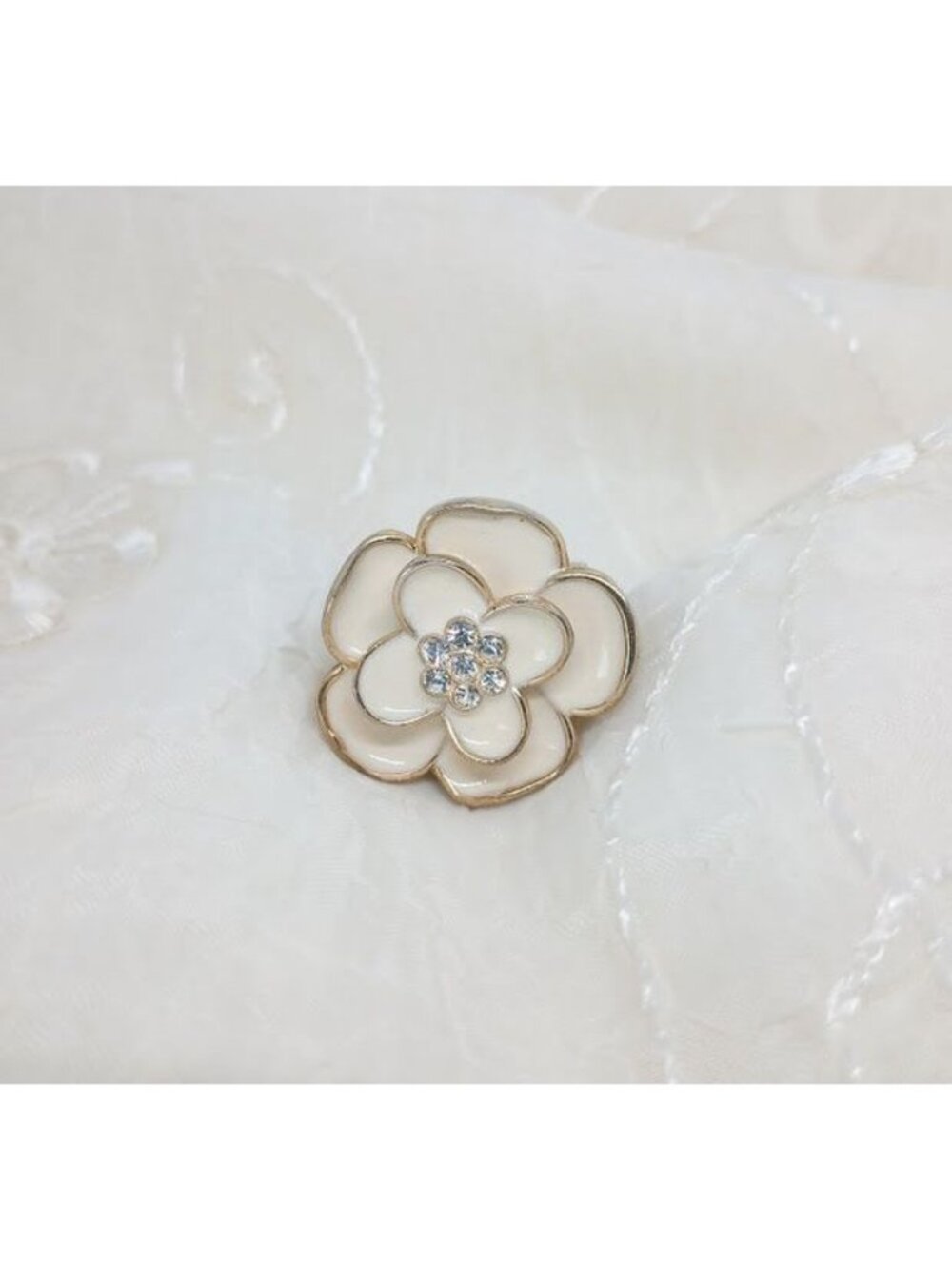 Flower-Shaped Geneva Watch Ring With Rhinestone & Hidden Face - Picture 3 of 5